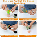 R DRURLCD Sage Green Stainless Steel Sea Salt and Pepper Grinder Set of 2 - Image 4