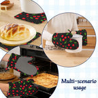Oven Mitts and Pot Holders Sets Red Black Cherry Silicone Kitchen Mits - Image 6