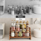 KLM 3-Tier Spice Rack, 13.8 Inch Wood Step Shelf Countertop Spice Storage Holder - Image 6