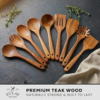 Zulay Kitchen 9-Piece Teak Wood Cooking Utensil Set – Non-Toxic & Non-Stick - Image 2