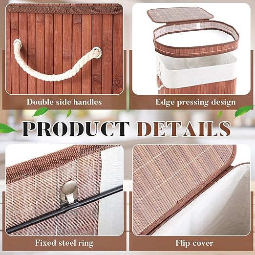 2 Pack 21 Gallon Bamboo Slim Trash Can - Image 3