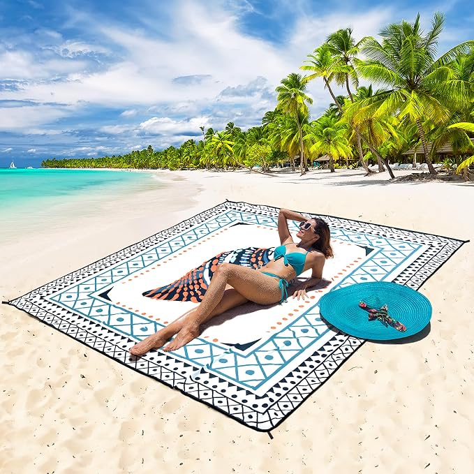 HIHOHO Beach Blanket Waterproof Sandproof Extra Large Beach Mat 79" X - Image 5