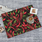Red Chili Peppers Dish Drying Mat Vegetable Pepper Black Rustic Green Leaf - Image 7