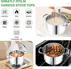 TeamFar Stainless Steel Stock Pot, 4-quart Tri-ply Base Stockpot Cooking Pasta - Image 4