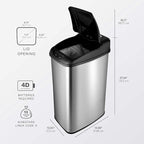 NINESTARS DZT-50-6 The Original Automatic Motion Sensor Trash Can, 13.2 Gal. / - Image 3