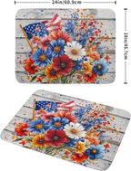 4th of July Dish Drying Mat 18x24 inch Patriotic Floral Fast Dry Microfiber - Image 2