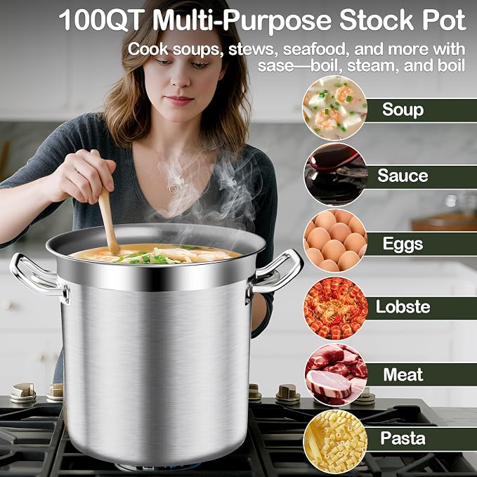 Stainless Steel Stock Pot, 100 QT Large Stock Pot - Image 4