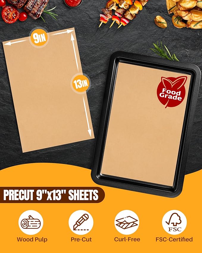 280 Parchment Paper Sheets 9x13"| Precut Unbleached Baking Paper - Image 3