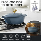MUELLER HOME 5.5 Quart Enameled Cast Iron Oval Dutch Oven w Rooster Knob & - Image 4