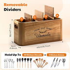 Acacia Wood Utensil Holder for Kitchen Countertop, Extra Large Wooden Utensil - Image 4