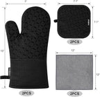KEGOUU Oven Mitts and Pot Holders 6pcs Set, Kitchen Oven Glove High Heat - Image 2