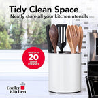 Cooler Kitchen White Rotating Extra Large Stainless Steel Utensil Holder Caddy - Image 6