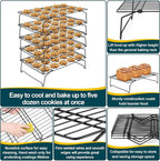 P&P CHEF Cooling Rack, 5-Tier Stainless Steel Stackable Baking Cooking Racks - Image 3