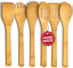 WOODLANDS USA Wooden Spoons for Cooking set of 6 – Premium Wooden Utensil set by WOODLANDSUSA