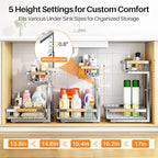 PXRACK Under Sink Organizer, Adjustable Height, 2 Tier Pull Out Cabinet - Image 5