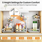 PXRACK Under Sink Organizer, Adjustable Height, 2 Tier Pull Out Cabinet - Image 5