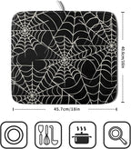 Halloween Dish Drying Mat for Kitchen Counter 16x18 Spider Web Black Holiday - Image 2