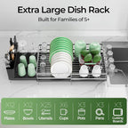 Large Dish Drying Rack, Expandable Dish Rack, Stainless Steel Anti-Rust Dish - Image 3