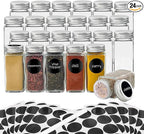 24Pcs Spice Jars with Label, 4oz Empty Square Seasoning Containers, Spice Jars by DIDITIME