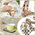 Fourluoo 10 Pcs Bee Kitchen Decor Set 4 Kitchen Towels 2 Pot Holders 2 Oven - Image 2