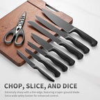 Black Knives Set, 15-Piece Stainless Steel Kitchen Knife Block Sets - Image 5