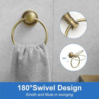 RUMOSE Toilet Paper Holder and Hand Towel Ring Antique Brass Wall Mount - Image 3