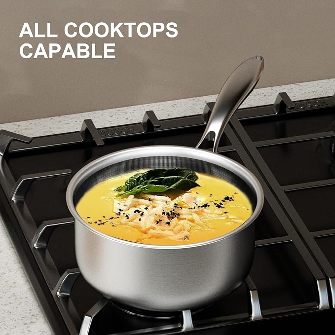 COOKER KING 2 Quart Stainless Steel Saucepan, Nonstick Sauce Pan, Ceramic Suce - Image 4