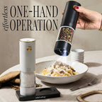 Rechargeable Electric Salt and Pepper Grinder Set – Sleek Stainless Steel White - Image 2