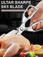 Kitchen Scissors, All Purpose，Ultra Sharp Meat Scissors，Heavy Duty Silver - Image 5