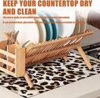 Brown Leopard Dish Drying Mat for Kitchen Counter Microfiber Absorbent Dish - Image 6
