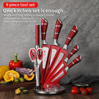 Kitchen Knife Set, 9-Piece Red Kitchen Knife Set - Image 6