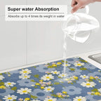 Daisy Flowers Dish Drying Mat for Kitchen Counter, Large Drying Kitchen Mat - Image 5