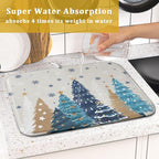 Christmas Tree Dish Drying Mat for Kitchen Counter 18x16 Inch Xmas Snowflake - Image 7