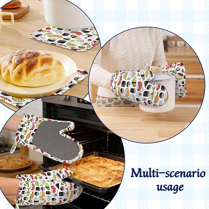 Japanese Kawaii Sushi Potholders & Oven Mitts Sets Cute Sushi Roll Silicone - Image 6