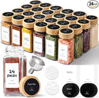 ComSaf Spice Jars with Label 4 oz 24Pcs, Glass Spice Jars with 6 Extra Shaker by ComSaf