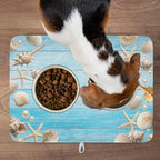 Summer Coastal Dish Drying Mat for Kitchen Counter Seashell Starfish Blue - Image 9