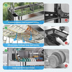 Over Sink Dish Drying Rack, Upgrade 2.5-Tier 304 Stainless Steel Dish Rack - Image 4