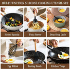 Umite Chef Kitchen Cooking Utensils Set, Wooden Handle Silicone Kitchen Gadgets - Image 3