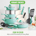 GreenLife Soft Grip Healthy Ceramic Nonstick, 15 Piece Cookware Pots and Pans - Image 5