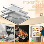 Baking Sheet Set of 3, Stainless Steel Cookie Sheets Baking Sheet Pan, - Image 6