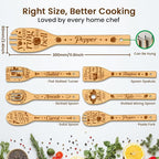 CUTHOLLOW 6PCS Vegetables Wooden Kitchen Cooking Utensil Set, 11.9in Non Toxic - Image 2