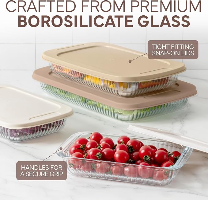 COOK WITH COLOR 8-Piece Deep Glass Baking Dish Set with Plastic Lids – - Image 5