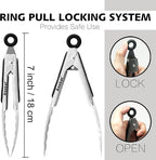 Anaeat 3 Pack 7" Mini Stainless Steel Locking Tongs - Image 6