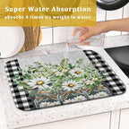 Spring Summer White Daisy Flowers Dish Drying Mat - Image 7