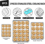 CEKEE Baking Sheet with Wire Rack Set of 6, Stainless Steel Stainless Steel - Image 5