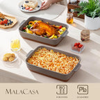 MALACASA 4.8 Qt Lasagne Dishes for Oven, 9 x 13 Inches Brown Ceramic Oven Dish - Image 3