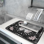 Skeleton Butterfly Dish Drying Mat Black Skull Absorbent Dish Drainer - Image 5