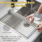 Roll Up Dish Drying Rack, 17.7" x 15.8" Over The Sink Dish Drying Rack - Image 6