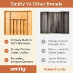 SMIRLY Silverware Drawer Organizer – Bamboo Kitchen Drawer Organizer, - Image 6