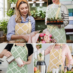2 Pieces Aprons for Women with Pockets, Cotton Linen Waterproof Kitchen Cooking - Image 7